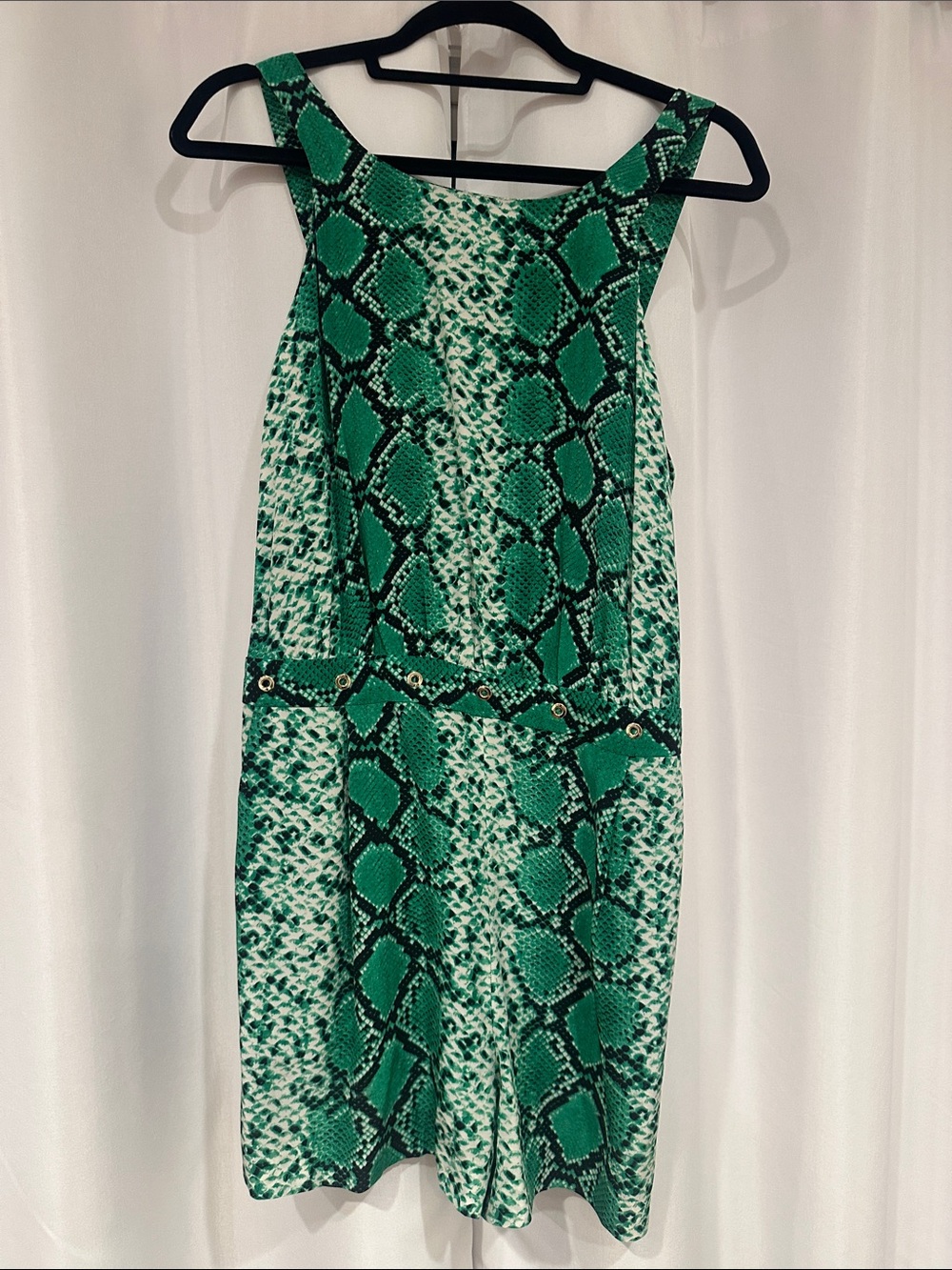 Sandro Green Snake-Print Jumpsuit.